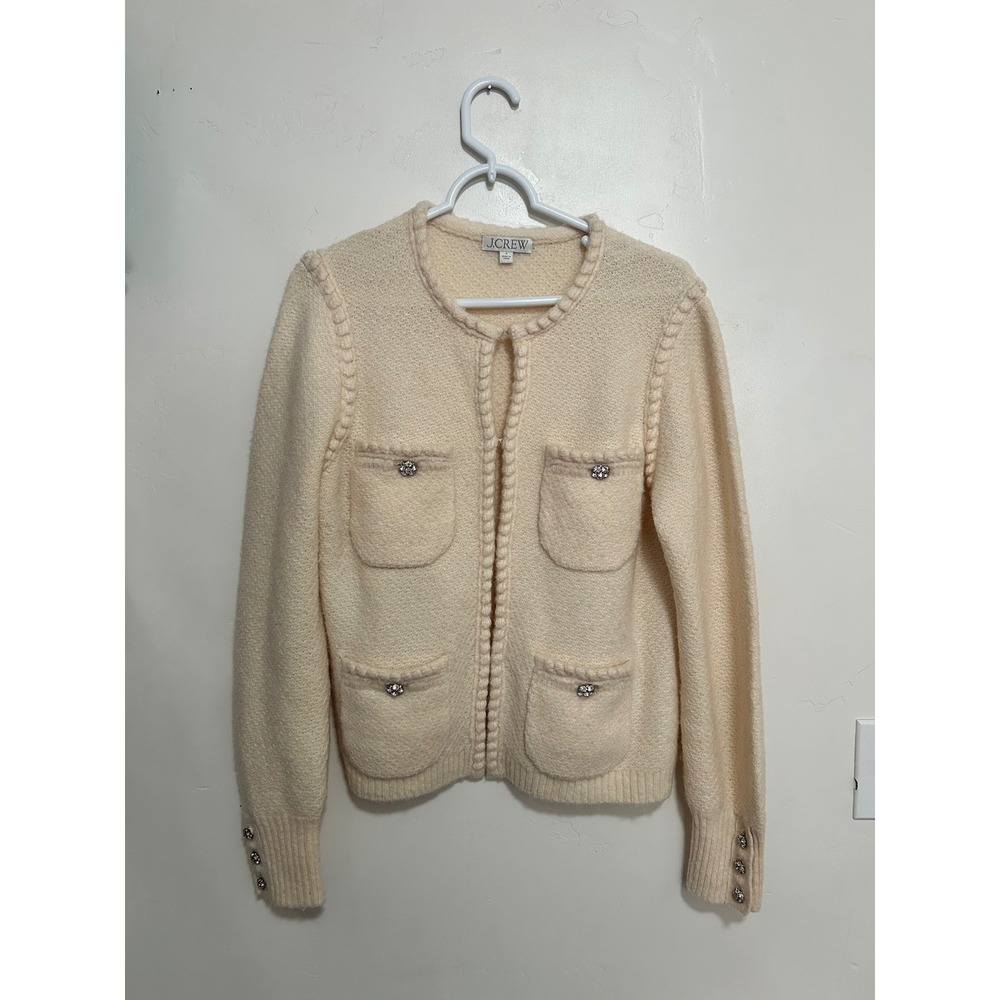 J. Crew odette lady sweater Knit Cardigan‎ Embellished Pockets size small